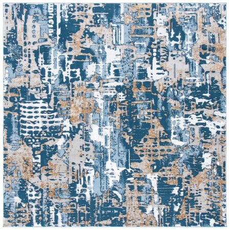 Safavieh 6 ft. 7 in. x 6 ft. 7 in. Lagoon Power Loomed Square Area Rug Blue & Gold LGN174M-7SQ